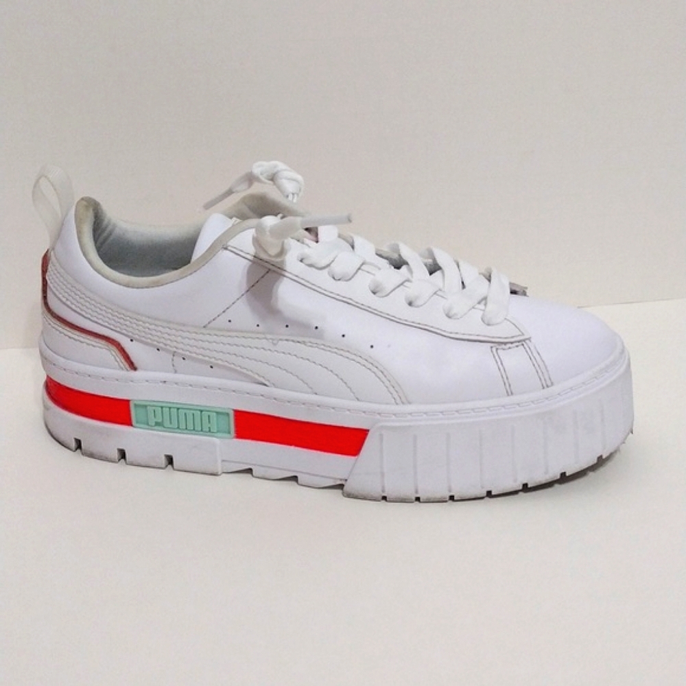 Puma Mayze City Lights Women’s White Leather Platform Sneakers US 8 Streetwear